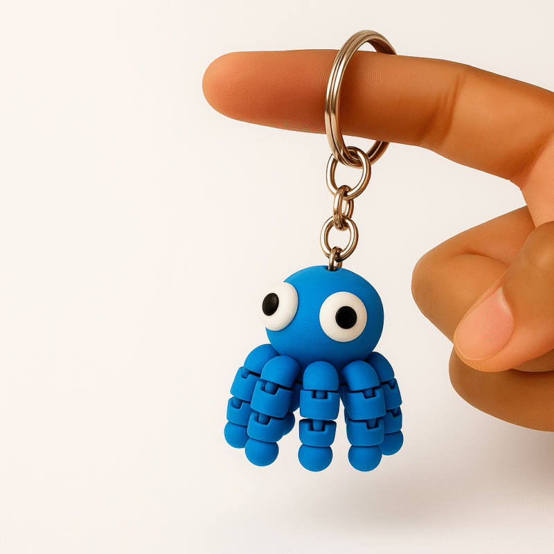 Polvo articulado 3D azul, impresso em impressão 3D com articulações móveis