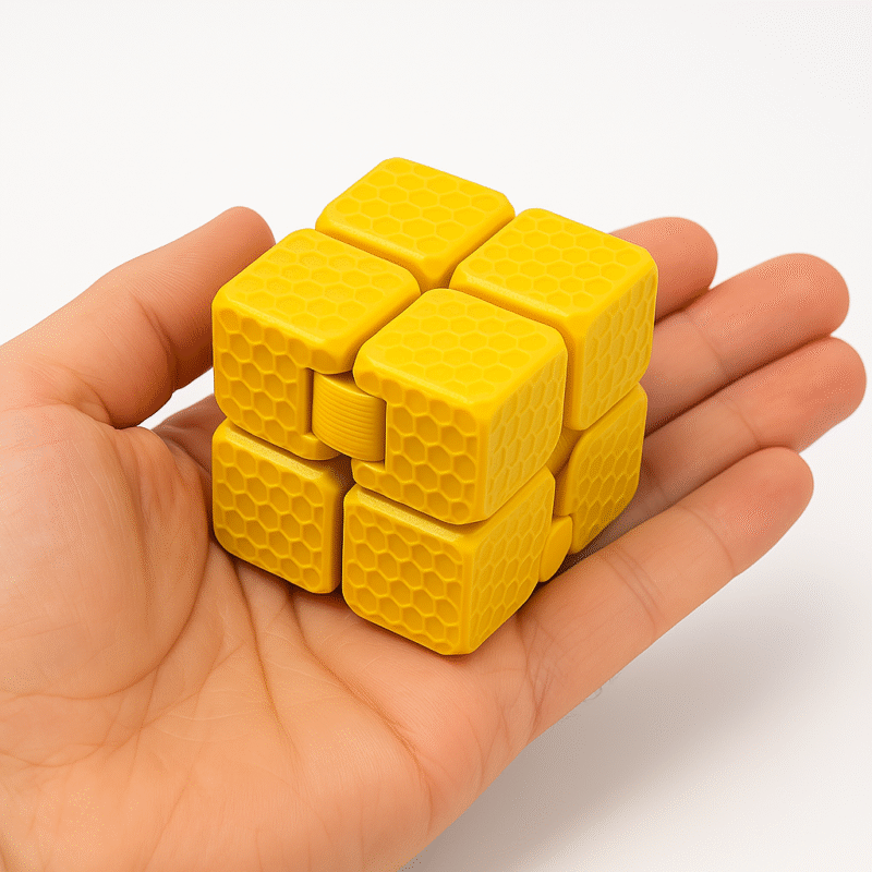 Cubo do Infinito 3D amarelo sensorial articulado, fidget toy anti estresse