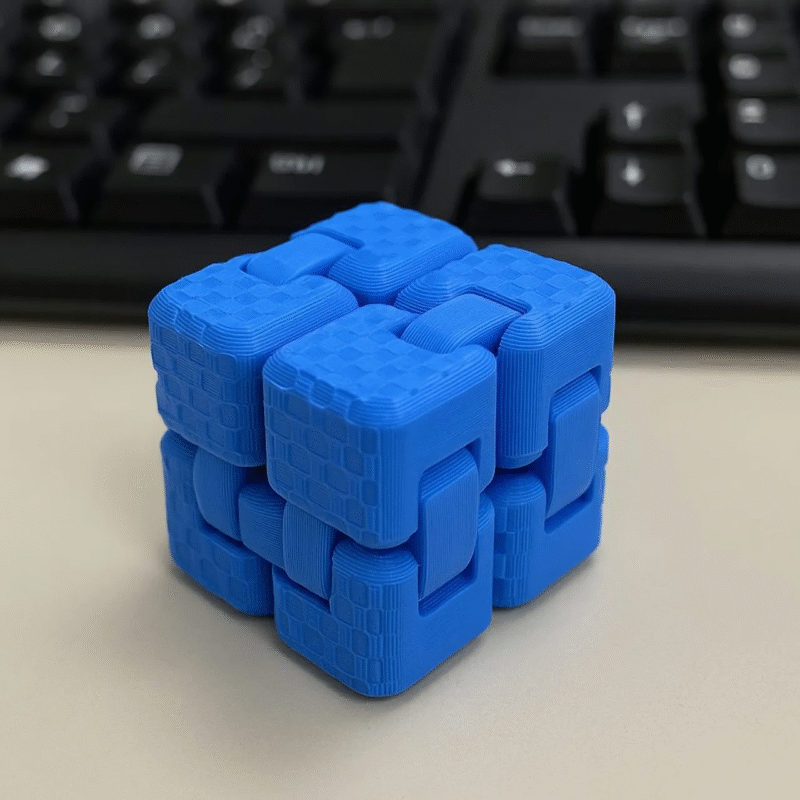 Cubo do infinito azul 3D articulado, ideal para aliviar o estresse