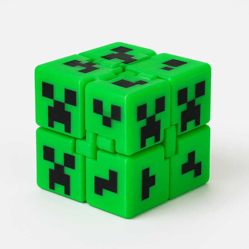 Fidget toy cubo do infinito com tema Minecraft Creeper em 3D impresso